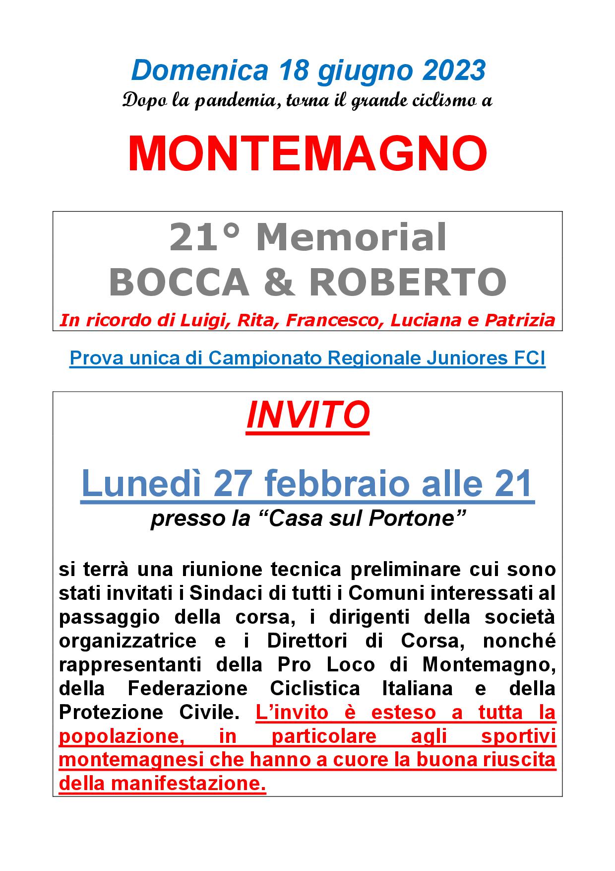 Riunione tecnica per 21° Memorial Bocca & Roberto