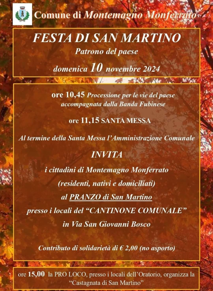 FESTA DI SAN MARTINO 10 NOVEMBRE 2024