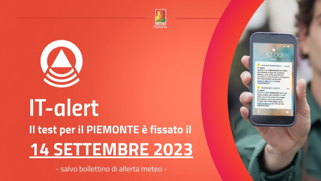 Sistema di allarme pubblico IT-alert Direttiva 7 febbraio 2023 – Comunicazione data del test Regione Piemonte
